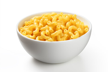 Simple Bowl of Mac and Cheese isolated on white background