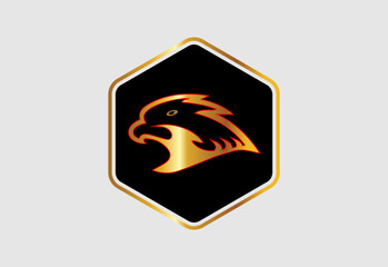 Eagle, eagle head logo design pro vector with golden and black color