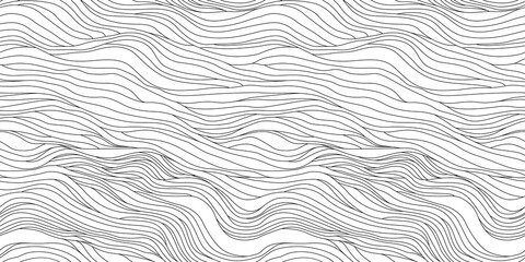 Abstract black and white hand drawn wavy line drawing seamless pattern. Modern minimalist fine wave outline background, creative monochrome wallpaper texture print.	
