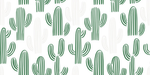 Hand drawn cactus plant doodle seamless pattern. Vintage style cartoon cacti houseplant background. Nature desert flora texture, mexican garden print. Natural interior graphic decoration wallpaper.	
 - obrazy, fototapety, plakaty