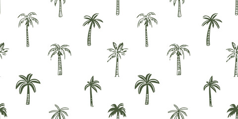 Hand drawn palm tree doodle seamless pattern illustration. Colorful hawaiian print, summer vacation background in vintage art style. Tropical plant painting wallpaper texture.	
 - obrazy, fototapety, plakaty