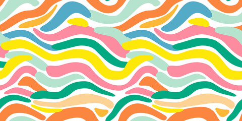 Colorful line doodle seamless pattern. Creative minimalist style art background, trendy design with basic shapes. Modern abstract color backdrop.	