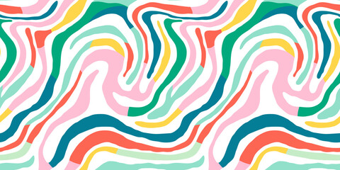 Colorful line doodle seamless pattern. Creative minimalist style art background, trendy design with basic shapes. Modern abstract color backdrop.	
 - obrazy, fototapety, plakaty