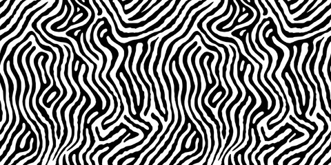 Fototapeta premium Abstract black and white line doodle seamless pattern. Creative squiggle style drawing background, trendy design with basic shapes. Simple hand drawn wallpaper print texture. 