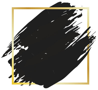 abstract gold square frame transparent background