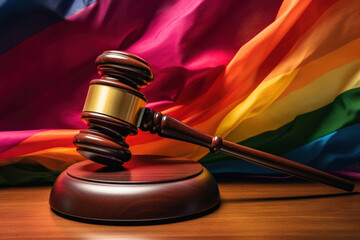 Pride in Law: A Symbolic Merge of Legal Authority and LGBTQ Rights. - obrazy, fototapety, plakaty