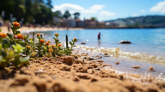 flowers on the beach HD 8K wallpaper Stock Photographic Image 