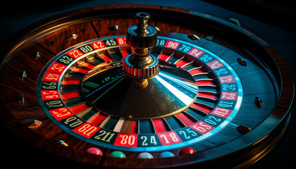 Spinning roulette wheel brings chance, risk, and wealth to casino generated by AI