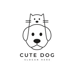 cute dog head line adorable mammal friend animal logo design vector graphic