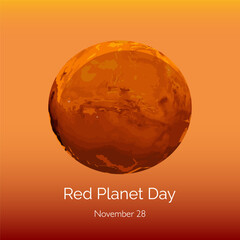 Red Planet Day vector, illustration. Mars planet.
