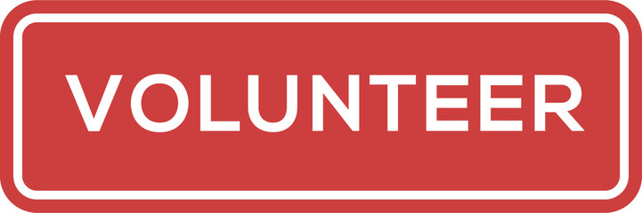 Digital png illustration of volunteer text in red frame space on transparent background