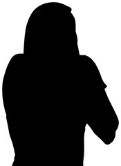 Digital png silhouette of woman with bent arms on transparent background