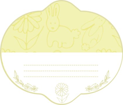 Digital png illustration of yellow banner with rabbits with copy space on transparent background