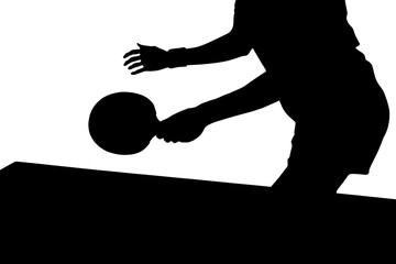 Digital png silhouette of man holding table racket, playing table tennis on transparent background