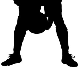 Digital png silhouette of man leaning and holding ball on transparent background