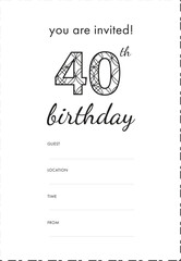 Digital png illustration of 40th birthday invitation on transparent background
