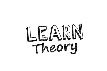 Digital png illustration of learn theory text on transparent background