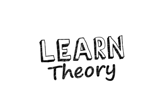Digital png illustration of learn theory text on transparent background
