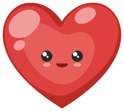Digital png illustration of happy red heart with copy space on transparent background