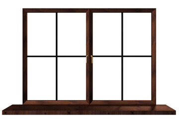 Digital png illustration of wood windows with copy space on transparent background
