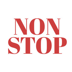 Digital png illustration of red non stop text on transparent background
