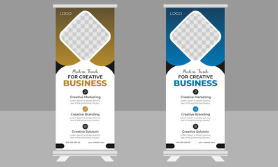 
Business Roll Up Banner vector creative design. X banner, x stand, pull up, pop up banner for marketing and advertising.
2023 and 2024 Trending and modern design. colorful roll up standee banner desi