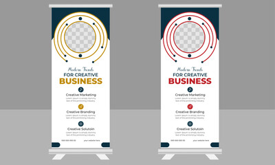 Business Roll Up Banner vector creative design template, corporate Roll up background for Presentation,
X banner, x stand, 2023 and 2024 Trending and modern design.
