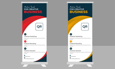 Business Roll Up Banner vector creative design template, corporate Roll up background for Presentation,
X banner, x stand, 2023 and 2024 Trending and modern design.
