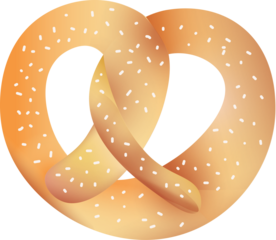 Digital png illustration of brown pretzel on transparent background