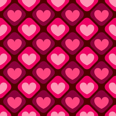 love heart seamless pattern, valentine's day, romantic pattern with red hearts, template design for postcard, print, poster, valentine's day, backdrop, texture, wedding design, vector illustration