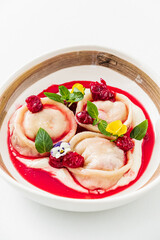 ukrainian traditional dish - dumplings with cherry