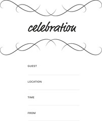Digital png illustration of invitation card with celebration text on transparent background
