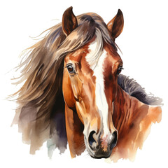 A Majestic Encounter: A Brown and White Horse in a Captivating Painting . Transparent background cutout. PNG file