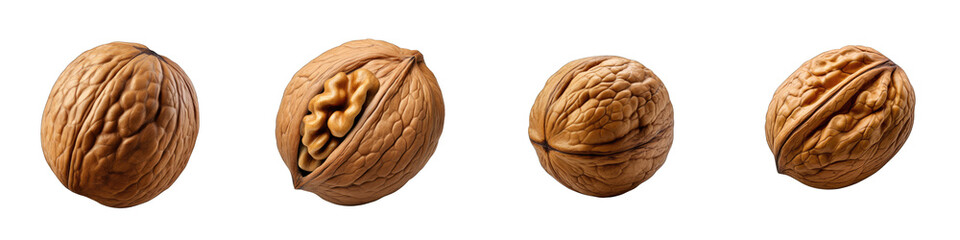 Single walnut Hyperrealistic Highly Detailed Isolated On Transparent Background Png File - obrazy, fototapety, plakaty