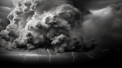 black and white tornado whirlwind cloud landscape.