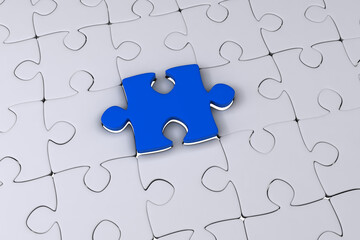 Fototapeta premium Digital png illustration of blue and white puzzles with copy space on transparent background