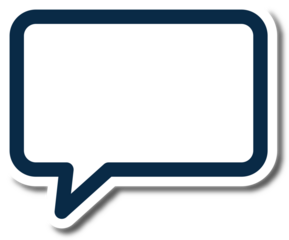 Digital png illustration of white and blue speech bubble with copy space on transparent background