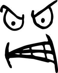 Digital png illustration of angry face on transparent background