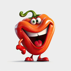 3D Illustration of capsicum character that is drawn in cartoon style, AI Generated