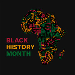 Hand drawn Background with african map pattern Black History Month