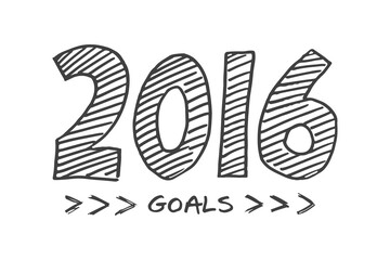Digital png illustration of 2016 goals text on transparent background