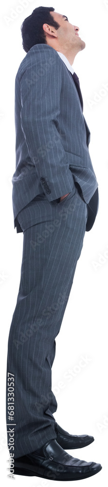 Poster Digital png photo of biracial businessman standing on transparent background