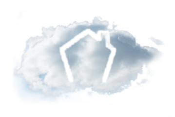 Digital png illustration of cloud with house on transparent background
