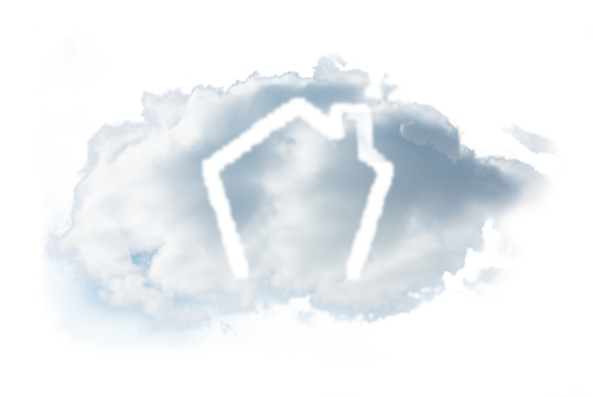 Digital png illustration of cloud with house on transparent background
