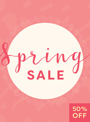 Digital png illustration of pink spring sale text on transparent background