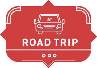 Digital png illustration of red badge with road trip text on transparent background
