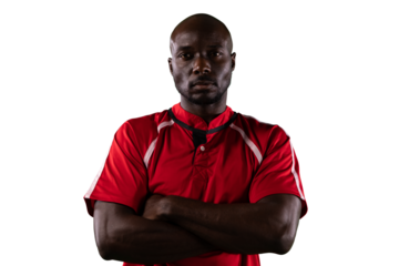 Digital png photo of african american male athlete on transparent background
