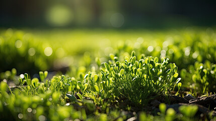 green grass background, Green lawn with fresh grass outdoors. Nature spring grass background texture