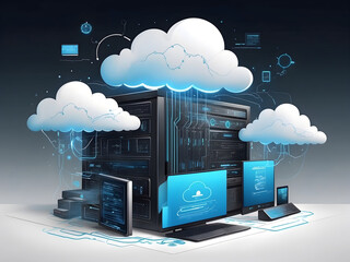 The power and potential of cloud computing and data storage - obrazy, fototapety, plakaty