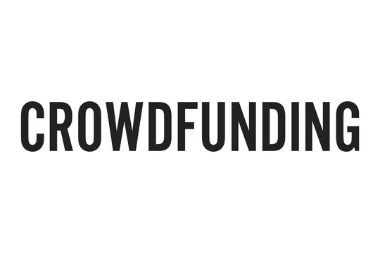 Digital png illustration of crowdfunding text on transparent background